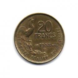Pièce de Monnaie France  20 francs G. Guiraud 1953 Beaumont le Roger
