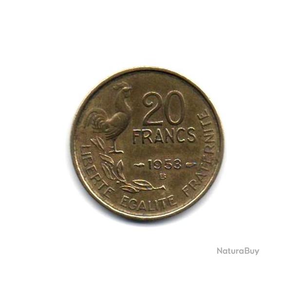 Pice de Monnaie France  20 francs G. Guiraud 1953 Beaumont le Roger