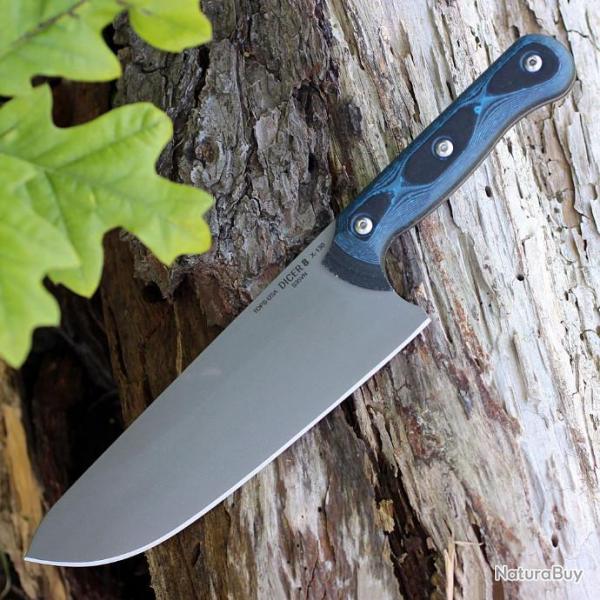 Couteau Tops Dicer 8 Dicer Chefs Lame Acier CPM-S35VN Manche Micarta/G-10 Etui Kydex USA TPDCR801