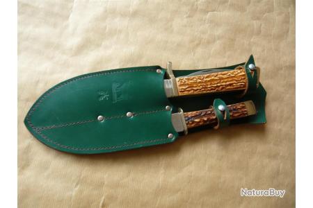 Couteau de chasse superbe fabrication allemande; bois de cerf