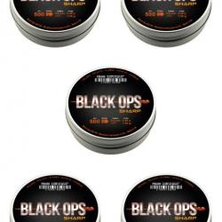 Lot de 5 Boîtes de 500 plombs Black Ops Sharp à tête pointue cal. 4.5 mm