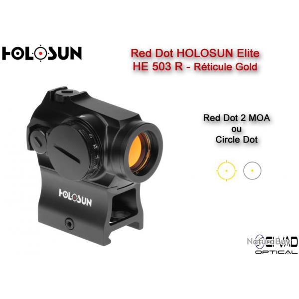 Point Rouge HOLOSUN Elite HE503R-GD - Circle Dot Jaune / Gold - Daltonisme