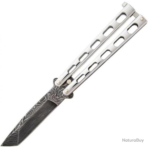 Couteau Papillon Damas Butterfly Balisong Bear & Son Lame Tanto Manche Mtal USA BCSS14AD