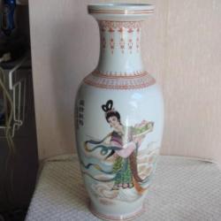 vase ancien japonais signé hauteur 32 cm diametre 13 cm