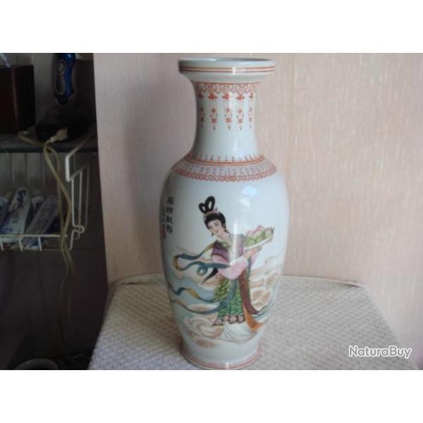 vase ancien japonais sign hauteur 32 cm diametre 13 cm