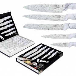 Coffret de 5 Couteaux PRADEL EVOLUTION Lames Acier Revetement façon Pierre Blanche