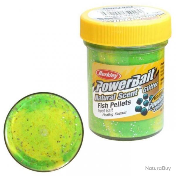 Pte  truite Berkley PowerBait Natural Scent Trout Bait Fromage / Gl - Pellet / Fluo Green Yellow
