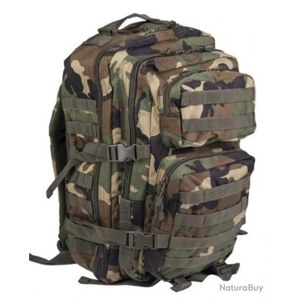 SAC A DOS D'ASSAUT US CAMOU WOODLAND EXTENSIBLE MULTIPOCHES 36 LITRES GRAND VOLUME AIRSOFT