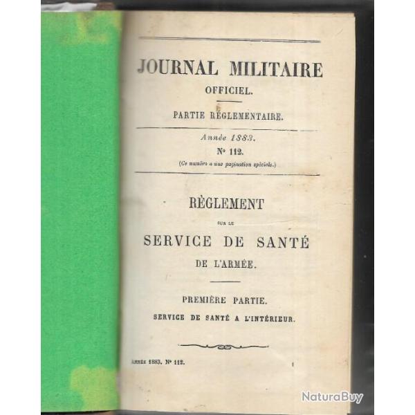 journal militaire officiel rglement sur le service de sant de l'arme 1883