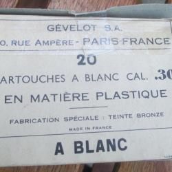 BOITE VIDE DE CARTOUCHE DE GARAND A BLANC CAL 30 CINEMA TEINTE BRONZE GEVELOT US WW2