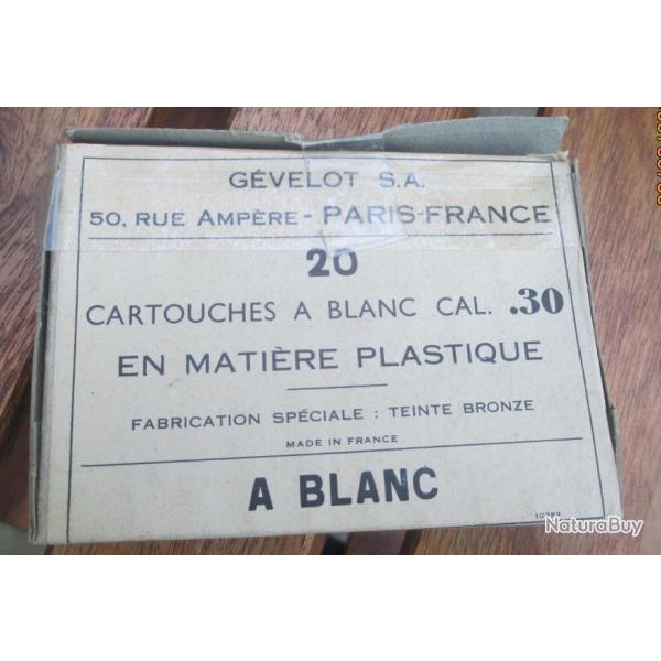 BOITE VIDE DE CARTOUCHE DE GARAND A BLANC CAL 30 CINEMA TEINTE BRONZE GEVELOT US WW2