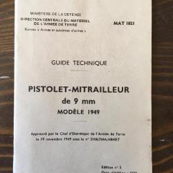GUIDE TECHNIQUE PISTOLET MITRAILLEUR DE 9MM MODELE 1949
