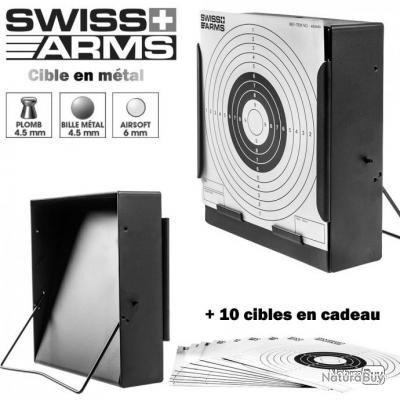 Porte Cible Conique Metal + 10 Cibles 14x14cm - Swiss Arms