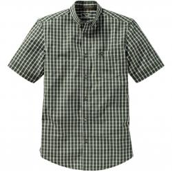 Chemise à manches courtes à carreaux Oxford (Couleur: Olive, Taille: M)