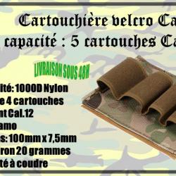 Cartouchière velcro Camo avec une capacité de 4 cartouches de calibre .12