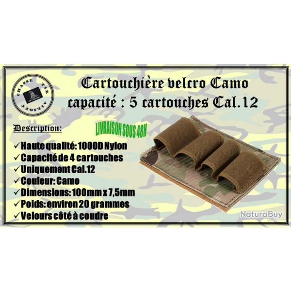 Cartouchire velcro Camo avec une capacit de 4 cartouches de calibre .12