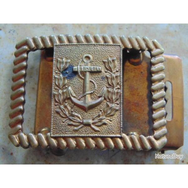 boucle laiton bronze cuivre ceinturon officier  cadre troupe marine infanterie coloniale