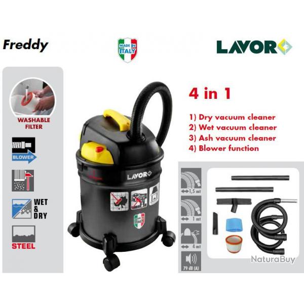 Aspirateur 4 en 1 (cendre, poussire,eau et fonction soufflerie) 1000W 20L 35L/s FREDDY Lavor