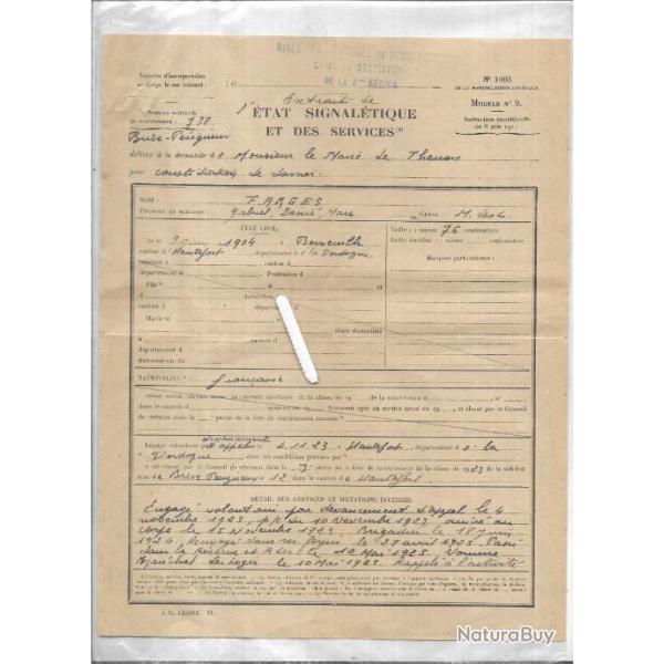 tat signaltique et des services , dmobilisation, service militaire de 1923  1940 4me rgion