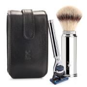 Coffret Rasage PLISSON Essentiel - Monture Bleu Nuit - Blaireau De Rasage NEUF Homme