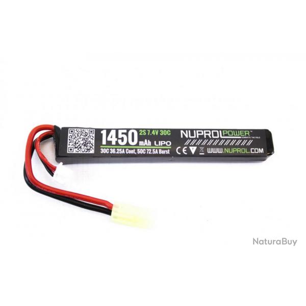 Batterie LiPo stick 7,4 v/1450 mAh 30C 1 stick - 1450 mAh 30C - Connecteurs Mini Tamiya-A63240