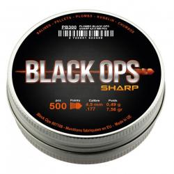Boîte de 500 plombs Black Ops Sharp à tête pointue cal. 4.5 mm Plombs Black Ops-PB300