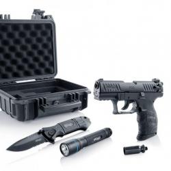 Pack pistolet 9 mm à blanc Walther P22Q R2D-kit Kit complet auto-défense Walther R2D-kit-AB102