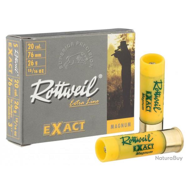 Cartouches Rottweil Exact Magnum - Cal. 20/76 EXACT MAG. Cal.20-76, culot de 16, 26 gr, Balle demi-B