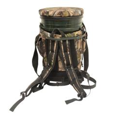 Tabouret-seau pivotant camouflage rembourré 25L rangement 45x30cm