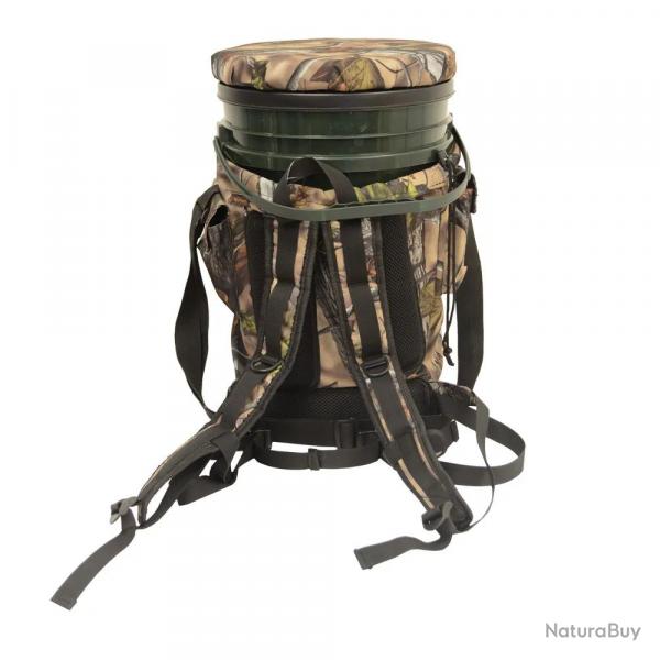 Tabouret-seau pivotant camouflage rembourr 25L rangement 45x30cm