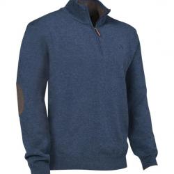 Pull de chasse col zippé Bleu Winsley Club Interchasse