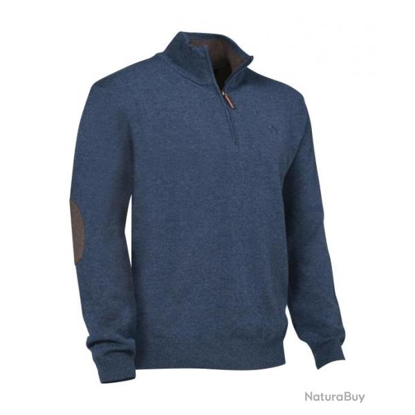 Pull de chasse col zipp Bleu Winsley Club Interchasse