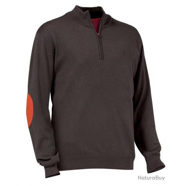 Pull de chasse col zipp Marron Winsley Club Interchasse