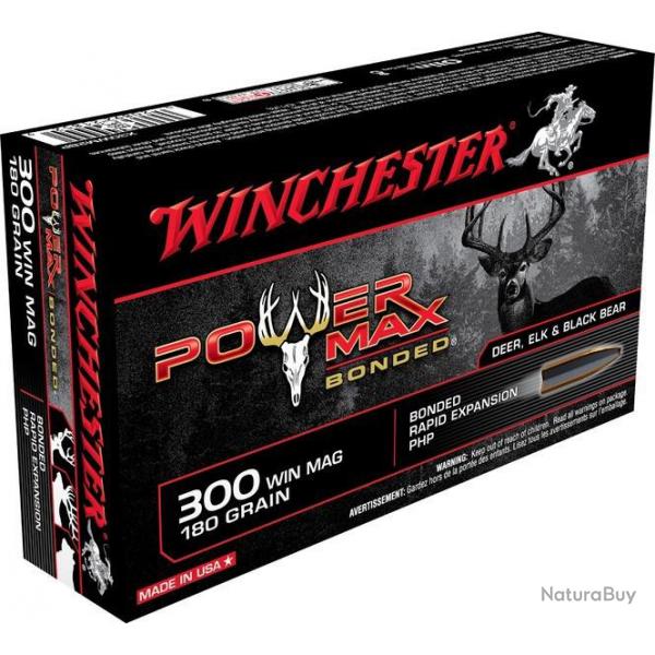 Munitions balles Winchester Power Max bonded 300win. mag. 180gr 11.66g par 20