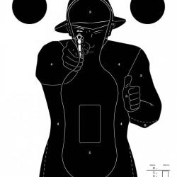 100 cibles cartons silhouette Police 51 x 71 cm Blanche sur fond noir-A52292