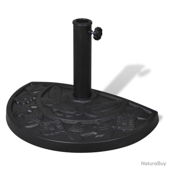 Pied socle base de parasol semi-circulaire en rsine diamtre 38 et 48 mm 9 kg noir 2202079