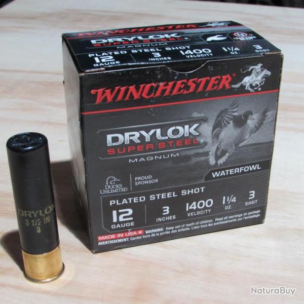 Cartouches WINCHESTER DRYLOK Super Steel, calibre 12/89, N3