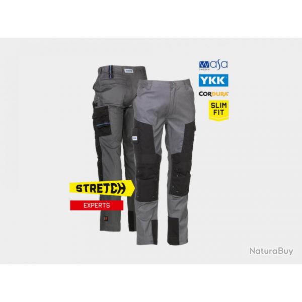 Pantalon multipoches stretch HEROCK Capua 40 Beige / Noir