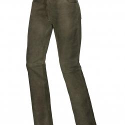 Pantalon dame en cuir de buffle (Couleur: Oliv, Taille: 46)
