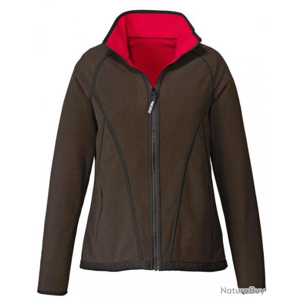 Veste polaire dame Kanu brune/rouge (Couleur: Brune/rouge, Taille: S)