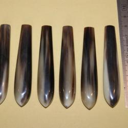 lot de 6 manches en CORNE BLONDE couteaux cuillère fourchette -  (d9n126)