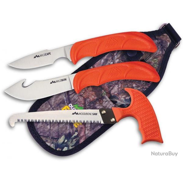 Couteau Outdoor Edge Wild Guide Field Dressing Kit Scie Dpeceur Skinner Etui Camo OEWG10C