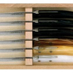 Coffret 6 couteaux steak Laguiole "gris-marron" [Claude Dozorme]