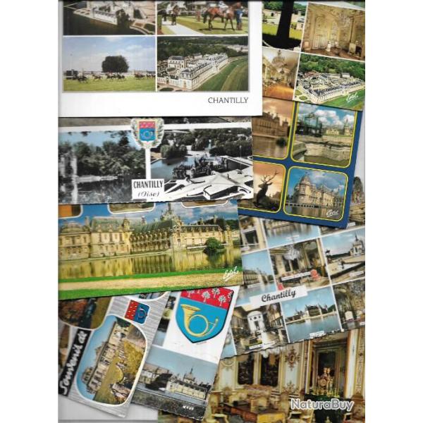 chateau de chantilly lot de 100 cartes postales , intrieur extrieur , curies