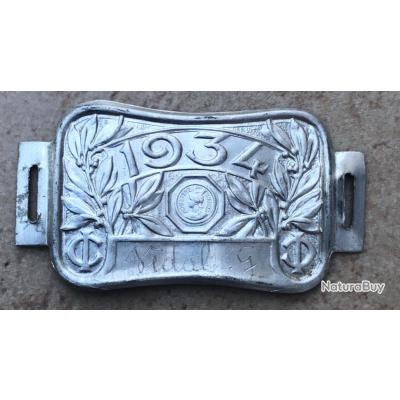 Plaque Fiscale Vélo Ancienne - Année 1941 - Collection Vélo Rétro