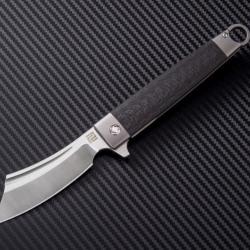 Couteau Artisan Cutlass Gray Lame Acier S35VN Manche Fibre de Carbone/Titane Framelock ATZ1830GGY