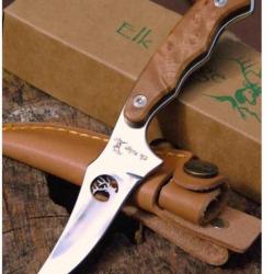 Couteau SKINNER ELK RIDGE CHASSE Sharpfinger Style Burlwood Lame Acier 440 Etui Cuir ER059