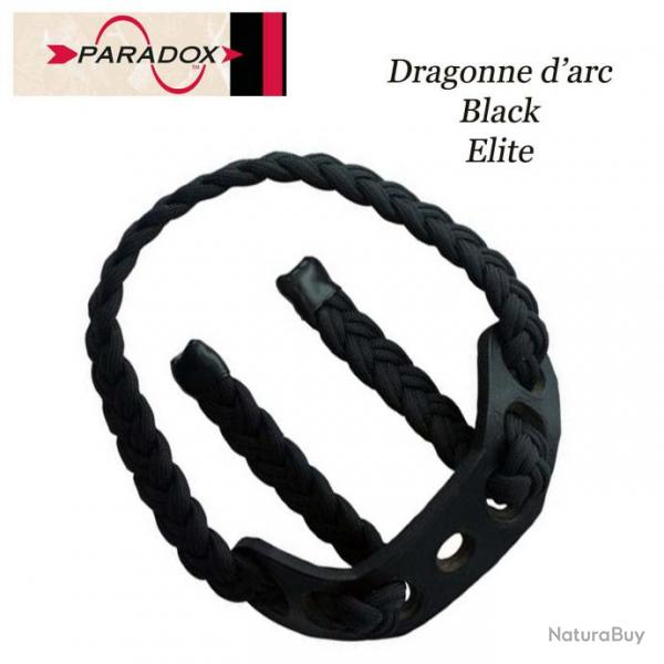 PARADOX Dragonne d'arc tresse avec finition cuir  Black Elite