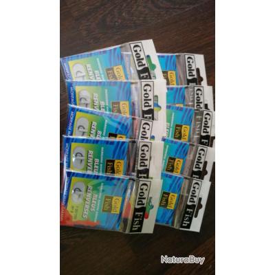 Lot pêche 10 paquets de hameçons montés bleu renversés t8 neufs