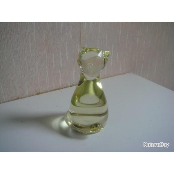 statuette ancienne en cristal petit chat  rparer hauteur 10 cm x 5 cm poids 230 gr